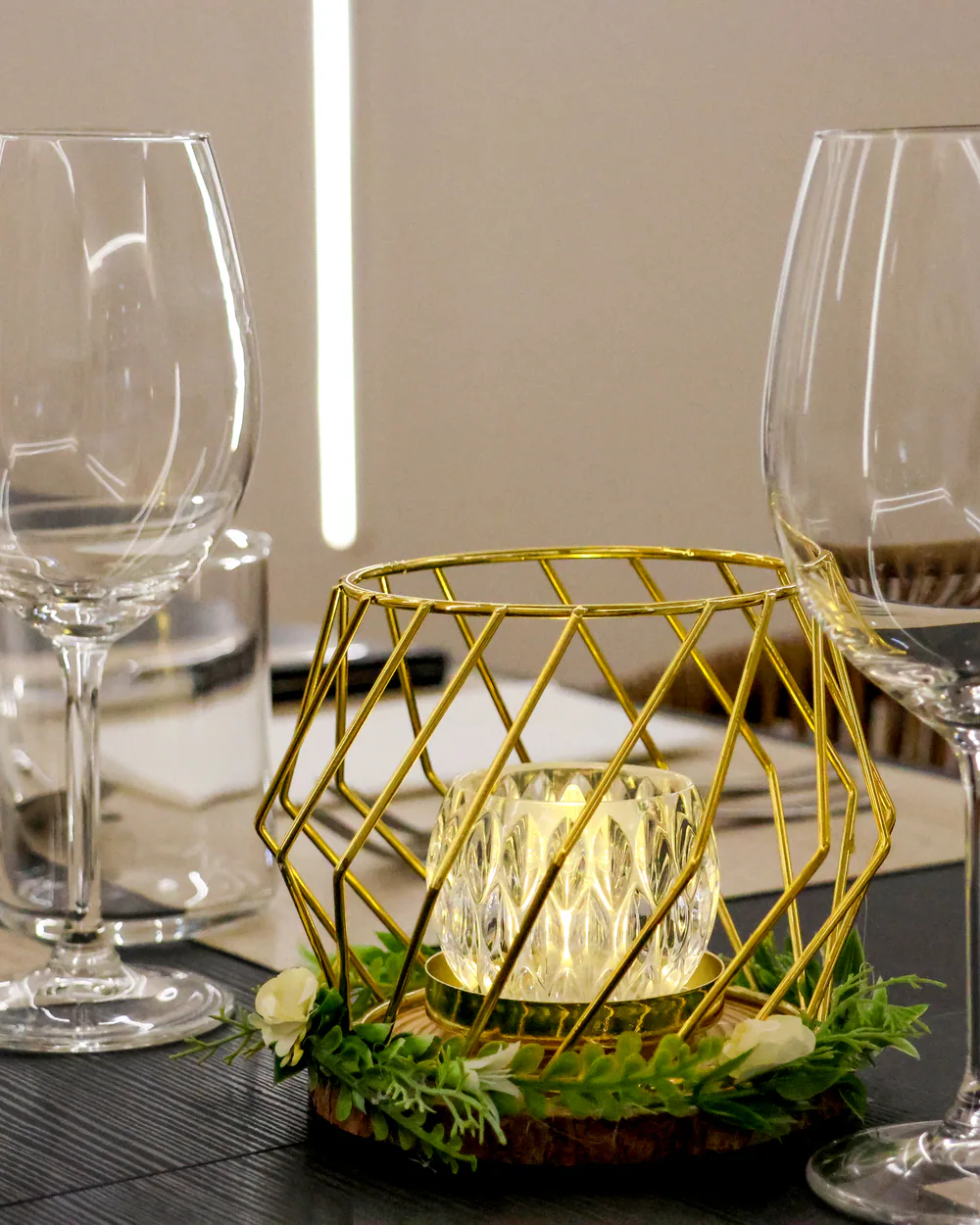 Pormenor da decoração de mesa do Fusion Bistrô